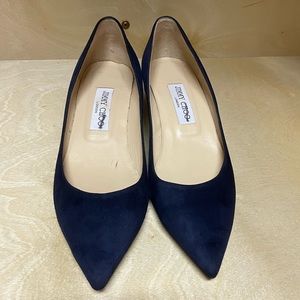 Jimmy Choo Blue Suede kitten wedges size 37 (US 7)